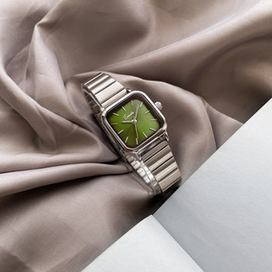 Reloj de mujer nicho reloj cuadrado verde banda de acero reloj de pulsera de estudiante simple y elegante - Product Image 6
