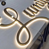 Enseigne personnalisée en acier inoxydable avec éclairage LED, en acrylique durable, étanche IP65, portable, pour la décoration d'entreprise