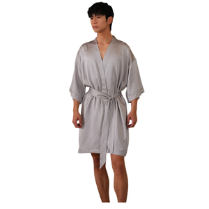 <span class=keywords><strong>Accappatoio</strong></span> in Raso <span class=keywords><strong>Grigio</strong></span> da <span class=keywords><strong>Uomo</strong></span>, Leggero, a Maniche Lunghe, in Seta, Stile Kimono, con Set di Pantaloncini, Abbigliamento da Notte - Product Image 1