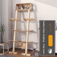Arbre à chat Winners de style japonais, tour inclinée multi-niveaux, griffoir tout-en-un en bois massif, échelle murale compacte