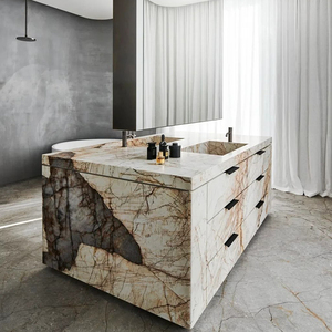 Lussuoso Mobile da <span class=keywords><strong>Bagno</strong></span> Spazioso con <span class=keywords><strong>Lavabo</strong></span>, Stile Isola con Doppio <span class=keywords><strong>Lavabo</strong></span> in Quarzite Pantagonia - Product Image 1