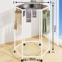 Nouveau Séchoir à Linge Mobile sur Pied Pivotant en PP à 2 Niveaux, Design Minimaliste Moderne, Étendoir Télescopique avec Sac en Filet Six Faces