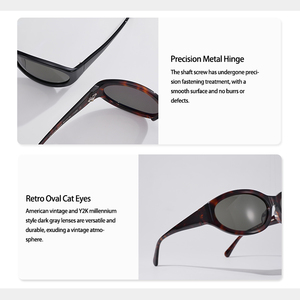 Trendy Tortoise Black Small Oval Sunglasses Retro Sun Glasses Women Men UV400 Protection Vintage Hip Hop Street Style <b>Eyewear</b> - Product Image 6