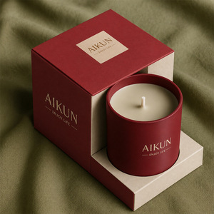 AIKUN Burgundy Matte Jar Luxury Gift Box Single <b>Wick</b> Soy Wax Fragrant Scented <b>Candle</b> for Holiday Decor Boutique Hotel - Product Image 1