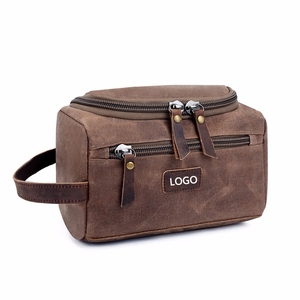 Wholesale Custom Logo <strong>Cosmetic</strong> Men Vintage Canvas Cotton Makeup Travel <strong>Cosmetic</strong> Toiletry Zipper <strong>Bag</strong> Customized - Product Image 3