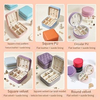 Boîte à bijoux de voyage multicolores, organiseur de boucles d'oreilles, bagues et colliers, en velours et simili cuir, mini boîte de rangement pour bijoux, cadeau pour filles