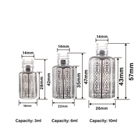Botol Parfum Mini 3ml Bentuk Oktagonal untuk Minyak Oud, Grosir Kustom, Kaca UV Emas Perak, Botol Dubai, Botol Kaca Kosong untuk Serum Perawatan Kulit