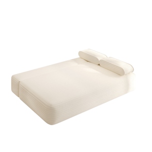 โซฟาเบดพับได้ทันสมัย ผ้ากำมะหยี่สีครีม ไม่มีโครง พร้อมหมอน - Product Image 6