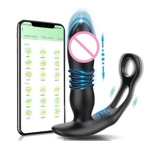 Masajeador de Próstata Retráctil con Control Remoto por Aplicación, de Silicona y ABS, con Conector Masculino, para Juguetes Sexuales Anales - Product Image 1