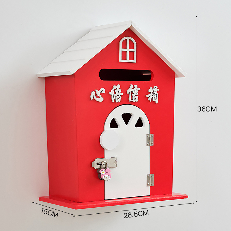 New large red whispered message mailbox with lock