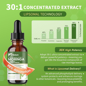Gouttes de <span class=keywords><strong>Moringa</strong></span> Biologique 12-en-1 avec Ashwagandha Curcuma Liposomal 98% d'Absorption pour l'Énergie Immunité Articulations Digestion Métabolisme - Product Image 6
