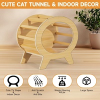 Ankuliy Maison pour chat en bois de pin moderne Cabine pour animaux de compagnie Élevée Ronde en bois massif Résistante aux intempéries Montage facile Utilisation en intérieur pour chats