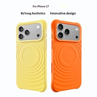 Coque de luxe compatible pour 17 Pro Max en silicone liquide magnétique avec motif ondulé, protection antichute à quatre coins