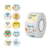 Autocollants cadeaux personnalisables, ronds, colorés, écologiques, durables, brillants, de forme circulaire, floraux, de remerciement, autocollants adhésifs