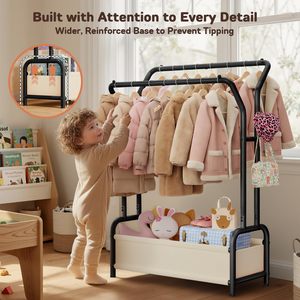 Petit portant à vêtements pour enfants, réglable en hauteur, pour <span class=keywords><strong>chambre</strong></span>, rangement ouvert pour vêtements de bébé, costumes et jouets - Product Image 5