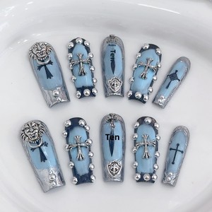 Uñas Postizas Hechas a Mano Estilo Y2K para Chicas Modernas, Diseño <span class=keywords><strong>Dulce</strong></span> y Genial con Corazón Abigail - Product Image 2