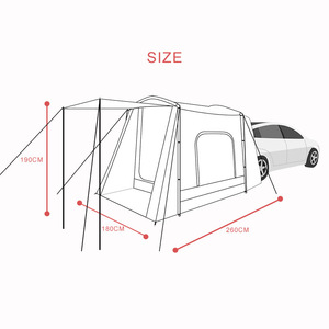 Carpa de techo para coche, 190x260x180cm, doble capa, impermeable, para 3-5 personas, camping al aire libre - Product Image 1