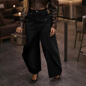 Nouveautés Channel 2026 : Jean Baggy Asymétrique à Effet Enveloppant pour Femme, Streetwear, <span class=keywords><strong>Taille</strong></span> <span class=keywords><strong>Haute</strong></span> Irrégulière, Coupe <span class=keywords><strong>Large</strong></span> en Denim - Product Image 4