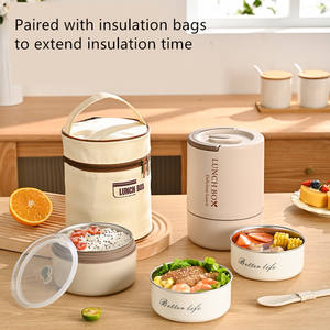 ผลิตภัณฑ์รักษ์โลก 2023 กล่องข้าวเบนโตแบบพกพา 3 ชั้น ชุดกล่องใส่อาหารสำหรับผู้ใหญ่ พร้อมช้อนและถุงแบบใช้ซ้ำได้ - Product Image 4