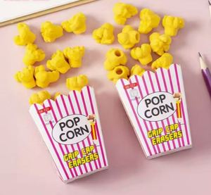 Borradores de Goma con Forma de Palomitas de Maíz, Ecológicos, Amarillos, 3D, Novedad Escolar, Divertidos y Creativos para Niños, Venta al Por Mayor - Product Image 2