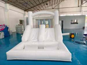 Wahana Lompat Tiup untuk Anak-Anak, Kastil Lompat Komersial, Rumah Loncat Putih Anak-Anak dengan Seluncuran, Kastil Loncat Luar Ruangan - Product Image 2