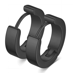 <b>Cuff</b> <b>Earrings</b> Stainless Steel 4mm Geometric Round Women's Ear Clips Blue Black Gold Steel Color - Product Image 3