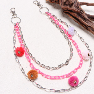 โซ่คาดเอวหลายชั้นแบบพอมพอม โลหะผสมสังกะสี สไตล์ฮิปฮอป สำหรับผู้หญิง ใช้กับกางเกงยีนส์ลำลอง - Product Image 3