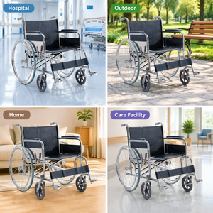 Silla de Ruedas Plegable de Acero a Precio Directo de Fábrica para Adultos con Discapacidad, Rehabilitación, Compra al por Mayor - Product Image 6