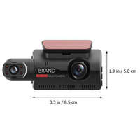 Enregistreur de conduite à trois objectifs, trois enregistrements, enregistreur vidéo HD 1080P, écran IPS 3,0 pouces, installation facile, garantie 1 an, caméra embarquée