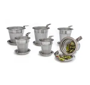 Laser Engraved Logo Polished Extra Fine Stainless Steel Tea Strainer Infuser Basket Tea Filter With Lid For Cup Mug Tea Pot