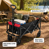Chariot pliable à quatre roues Overmont, en acier allié, robuste, avec poignée réglable, roues de 5 pouces, capacité de charge de 150 kg, pour le shopping