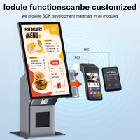 Kiosque de commande automatique à double écran de 21,5 pouces pour restaurant, affichage de cuisine KDS, paiement par carte de crédit, code QR, SDK, centre commercial