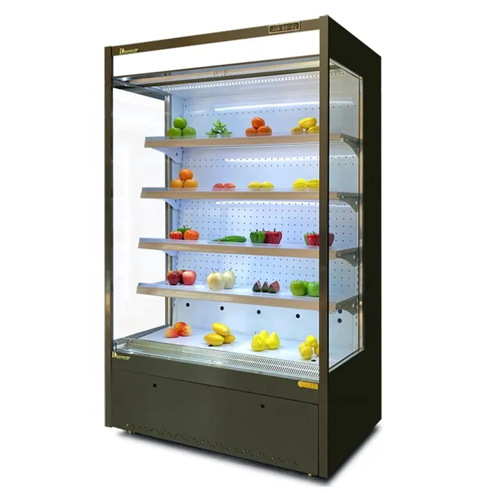 Siêu thị lạnh thẳng đứng Máy làm lạnh Mini Mở Showcase tủ lạnh đồ uống hiển thị mát