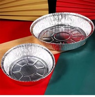 Barquettes jetables rondes en aluminium épaissi, résistantes à la chaleur et à l'huile, pour friteuses et plateaux à pizza, personnalisables, fabriquées en Chine