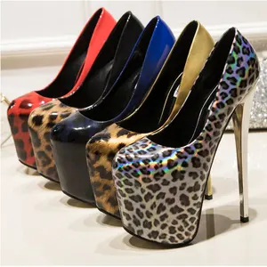 Туфли женские на высоком каблуке 19 см, туфли-лодочки на платформе, обувь с леопардовым принтом