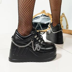 2025 printemps nouveau à lacets Style Punk <span class=keywords><strong>chaussures</strong></span> à talons compensés à semelles épaisses grande taille plate-forme <span class=keywords><strong>chaussures</strong></span> pour <span class=keywords><strong>petites</strong></span> femmes - Product Image 1