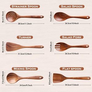 <b>Kitchen</b> <b>Accessories</b> Wholesale Custom Eco-friendly Bamboo Wooden 9-Piece Spoon Set Spatula Dishwasher Safe Laser Logo Utensils - Product Image 2