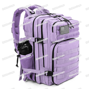 Custom Logo Waterproof Travel Fitness Hiking Luna Purple 45L Tactical Gym Meal Prep Management <strong>Backpack</strong> w Side Pocket - Product Image 3