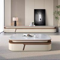 Table basse et meuble TV combinés en pierre microcristalline de luxe pour salon, usage domestique