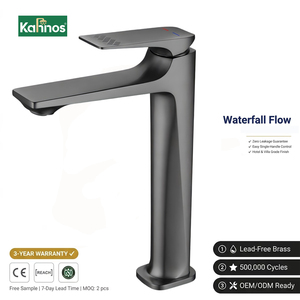Gunmetal Gray Basin Faucet Tall Vessel Sink Faucet Single Handle Solid Brass Single Hole Deck <b>Mount</b> Ceramic Cartridge Mixer Tap - Product Image 1