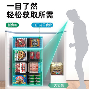 Refrigerator <b>Storage</b> Basket Foldable Black Rectangle <b>Kitchen</b> Organizer For Freezer Food Classification Stacking - Product Image 4