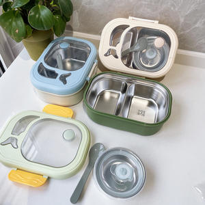 Salade petit déjeuner boîte à lunch portable en acier inoxydable séparé <span class=keywords><strong>gruau</strong></span> tasse étudiant sac d'école de qualité alimentaire boîte à légumes et fruits - Product Image 3
