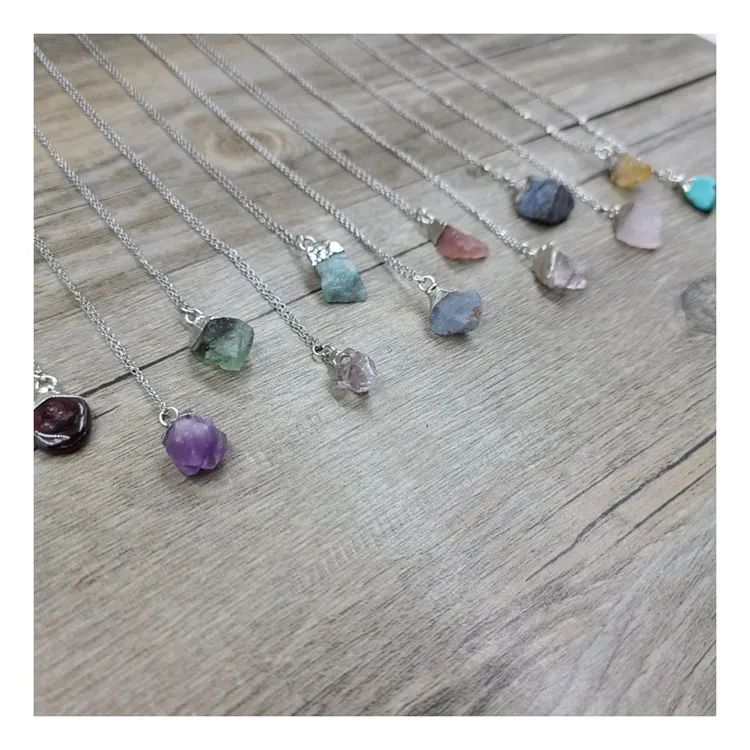 Радужный Камень Чакра, ювелирные изделия, подвеска из нержавеющей стали, необработанный драгоценный камень, лечебный натуральный кристалл, ожерелье