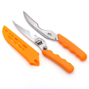 <b>Kitchen</b> <b>Scissor</b> Stainless Steel Orange Handle Elbow Shape For Home Use - Product Image 3