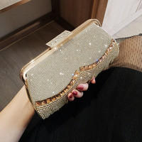 Sac à main pour femme en strass avec pompons en cristal, sac de soirée à bandoulière, pochette à main