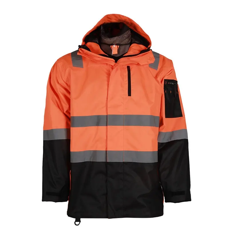 Haute brillance néon couleur bonbon vert Orange imperméable veste travail costume à capuche en plein air travail vêtements imperméable hommes veste manteau