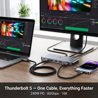 Câble USB-C Thunderbolt 5 240W PD Charge Rapide Transfert de Données 80 Gbit/s Vidéo 16K Blindé en Nylon Noir pour Ordinateur Portable Téléphone OEM