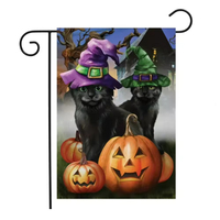 Drapeau de jardin en polyester double face style lin 12,5 x 18 pouces, Joyeux Halloween