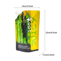 Pochettes souples personnalisées avec bec verseur pour jus de raisin blanc, champagne et bière, imprimées par gravure et impression numérique, réutilisables