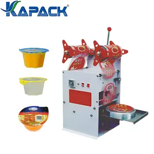 KAPACK Desktop Vertical Manual Crank Single Jelly Cup Plastic Film Sealer With Tray Cup Lid Sealing Machine